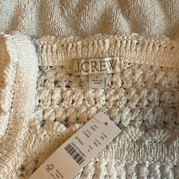 J. Crew White Crochet Ribbed-Hem Tank - Picture 4 of 7